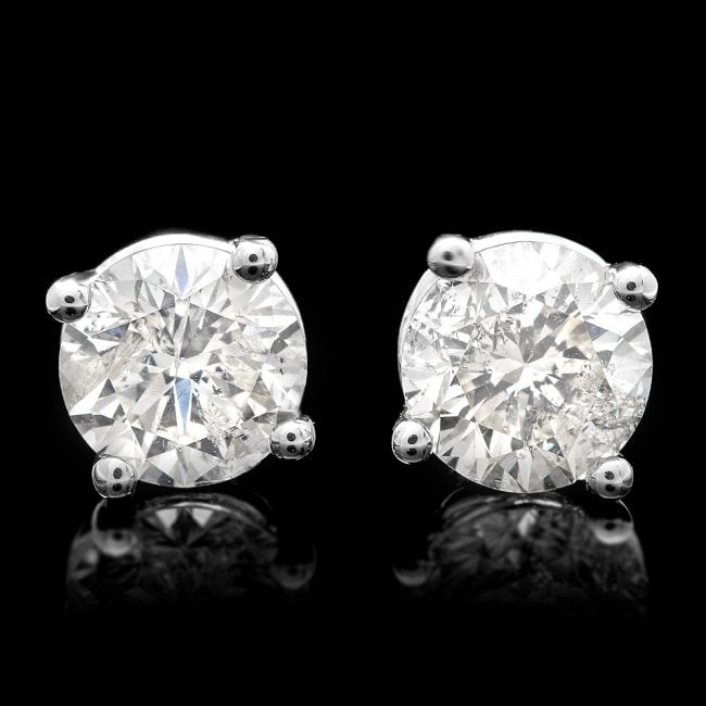 14k White Gold 1.70ct Diamond Earrings: Retail: $7,800.00 ****** 14k White Gold 1.70ct Diamond Earrings ****** Metal: 14k Solid White Gold / Total Item Weight: 2.0 grams / Country Made: United States / / Main Stone: Diamond / Color: White /