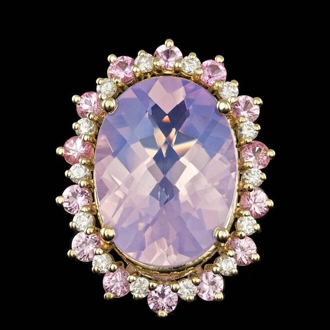 14k Gold 14.00ct Amethyst 0.70ct Diamond Ring (1 of 5)