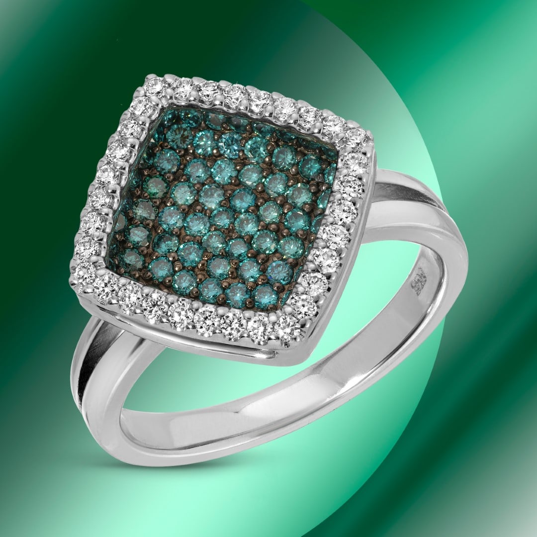14k Gold 1.04ctc Diamond Ring: Retail: $7,380*****14k Gold Diamond Ring*****Metal: 14K White Gold/ Total Wt.:5.8g / Country Made US// Main Stone: Natural Diamond / Carat Total Wt.: 0.79cts / Treatment: Color Enhanced/ Color: none /
