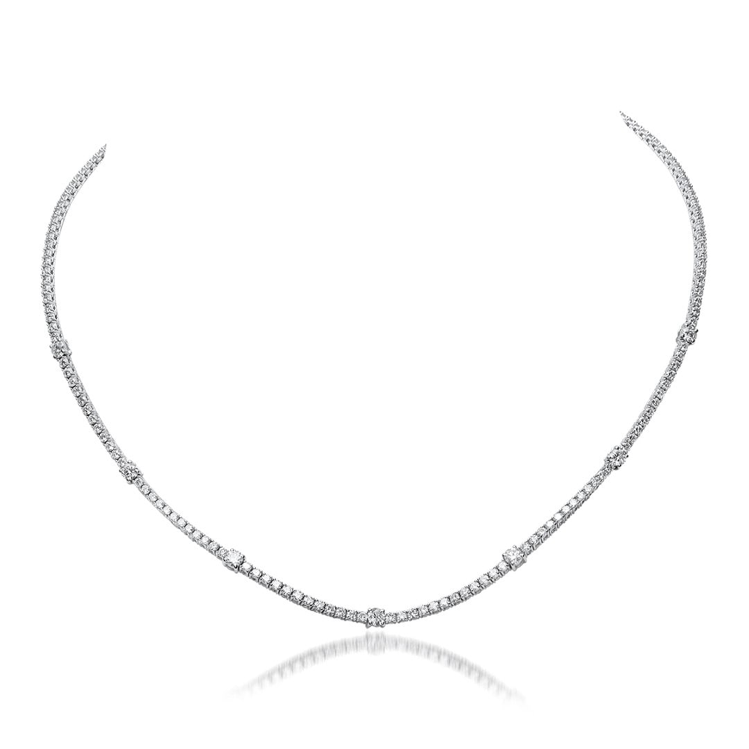 18K White Gold 9.53cts. Diamond Necklace: Retail: $34,035.00***** 18K White Gold 9.53cts. Diamond Necklace****** Metal: 18K White Gold/ Total Wt.: 16.2g/ Country Made USA// Main Stone: Diamond/ Carat Total Wt: 9.53cts / Treatment: None/