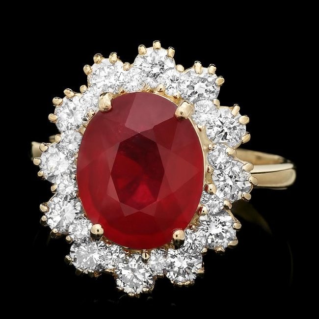 14k Yellow Gold 3.50ct Ruby 1.40ct Diamond Ring: Retail: $8,100.00 ****** 14k Yellow Gold 3.50ct Ruby 1.40ct Diamond Ring ****** Metal: 14k Solid Yellow Gold / Size: 7.5 / Total Item Weight: 5.5 grams / Country Made: United States / / Main Stone: Ru