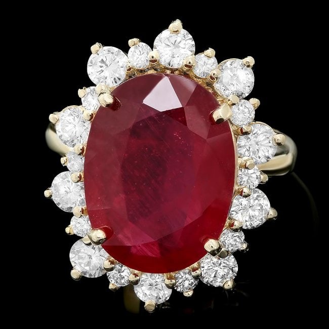 14k Yellow Gold 9.5ct Ruby 1.80ct Diamond Ring: Retail: $11,300.00 ****** 14k Yellow Gold 9.5ct Ruby 1.80ct Diamond Ring ****** Metal: 14k Solid Yellow Gold / Size: 7.5 / Total Item Weight: 8 grams / Country Made: United States / / Main Stone: Ruby