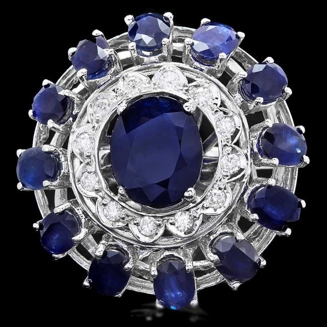 14k White Gold 10ct Sapphire 0.40ct Diamond Ring: Retail: $12,900.00 ****** 14k White Gold 10ct Sapphire 0.40ct Diamond Ring ****** Metal: 14k Solid White Gold / Size: 7.5 / Total Item Weight: 13.5 grams / Country Made: United States / / Main Stone: 