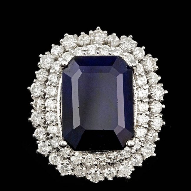 14k Gold 11.50ct Sapphire 1.90ct Diamond Ring (1 of 5)