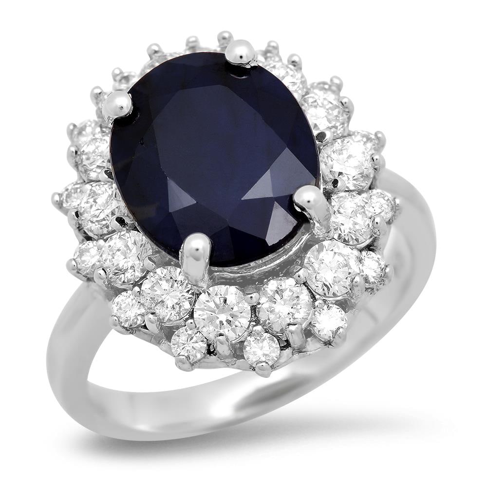 14K Gold 6.46ct Sapphire 1.42cts Diamond Ring (1 of 5)