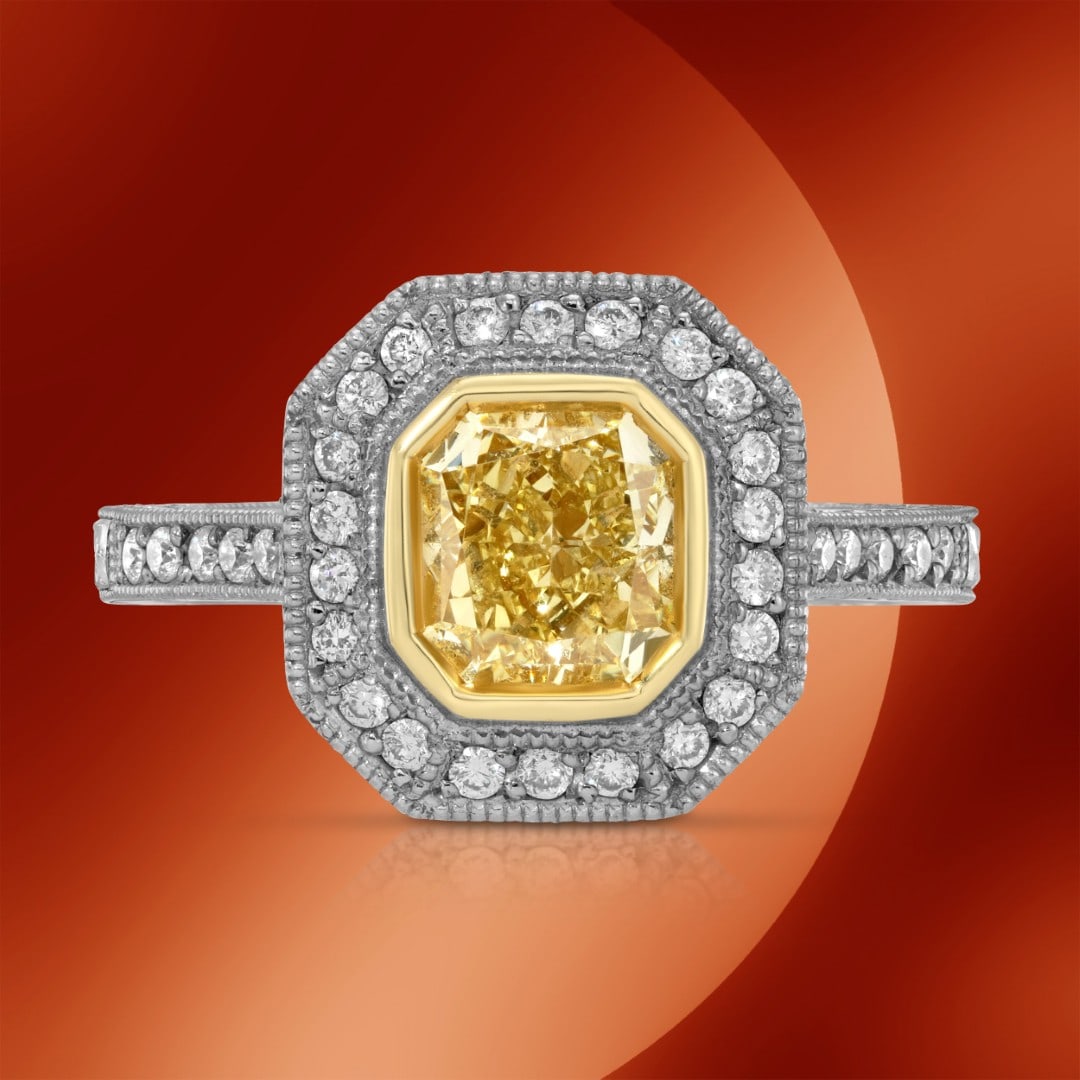 Platinum & Gold 1.70cts Diamond Ring: Retail: $58,450*****Platinum & Gold Diamond Ring*****Metal: Platinum & 18K Gold/ Total Wt.: 12.0g / Country Made US// Size 7 / Main Stone: Natural Diamonds / Carat Total Wt.: 1.14cts / Treatment: none