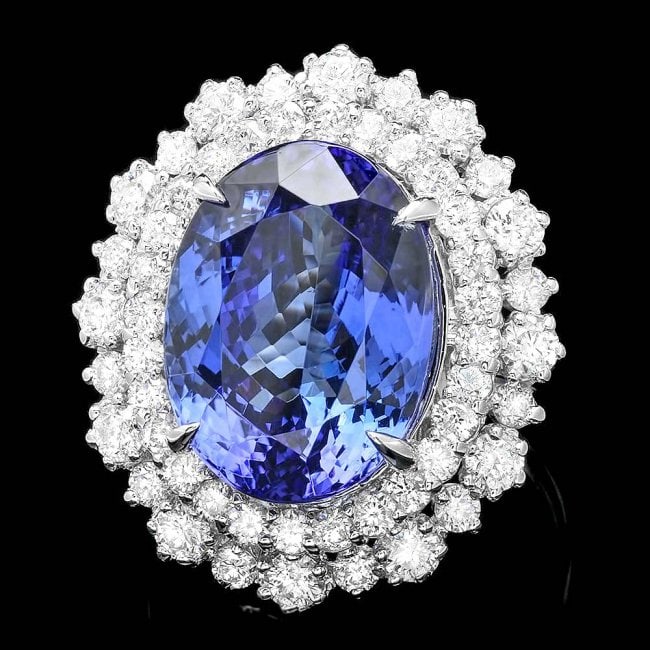 18k Gold 11.00ct Tanzanite 2.00ct Diamond Ring: Retail: $34,300.00 ****** 18k Gold 11.00ct Tanzanite 2.00ct Diamond Ring ****** Metal: 18k Solid White Gold / Size: 7 / Total Item Weight: 11.0 grams / Country Made: United States / / Main Stone: Tanz
