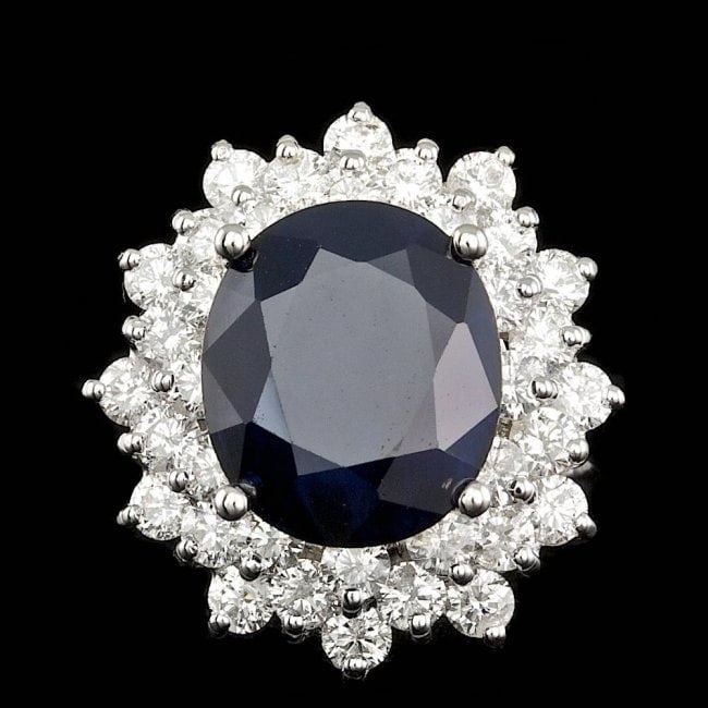 14k Gold 7.00ct Sapphire 2.55ct Diamond Ring: Retail: $17,850.00 ****** 14k Gold 7.00ct Sapphire 2.55ct Diamond Ring ****** Metal: 14k Solid White Gold / Size: 7 / Total Item Weight: 8.5 grams / Country Made: United States / / Main Stone: Sapphir