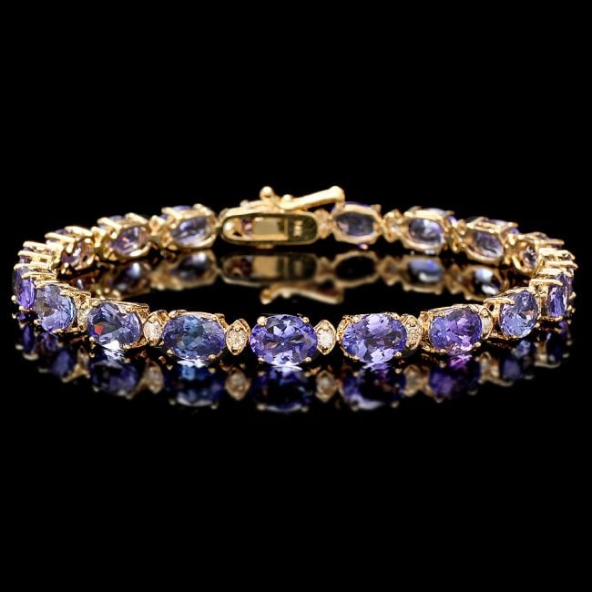 14k 17.00ct Tanzanite 0.80ct Diamond Bracelet (1 of 6)