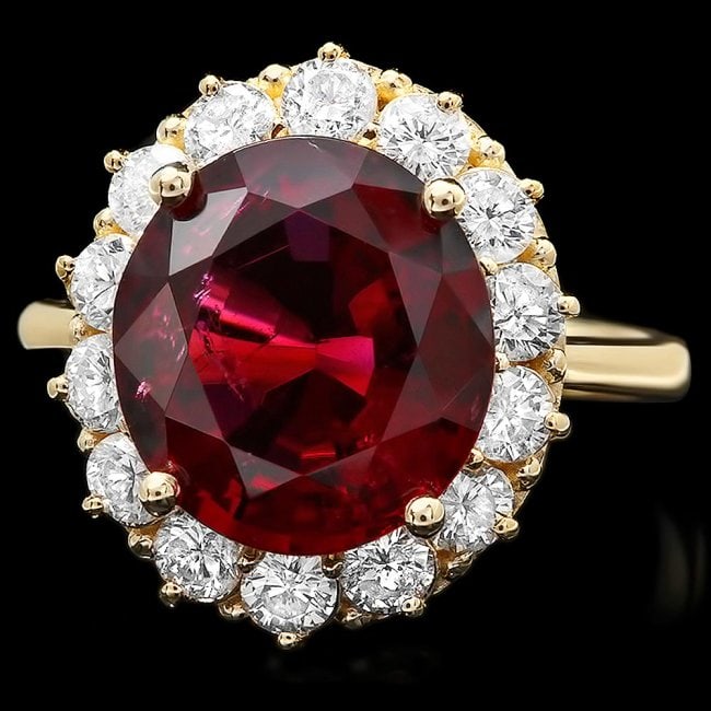 14k Gold 5ct Tourmaline 1.35ct Diamond Ring (1 of 4)