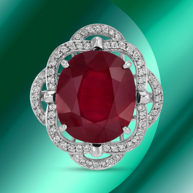 14k Gold 17.02ct Ruby 0.42ct Diamond Ring