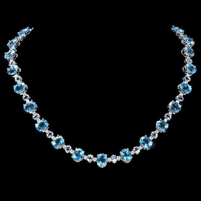 14k Gold 60.00ct Topaz 2.35ct Diamond Necklace: Retail: $26,800.00 ****** 14k Gold 60.00ct Topaz 2.35ct Diamond Necklace ****** Metal: 14k Solid White Gold / Size: 16.5 / Total Item Weight: 45.0 grams / Country Made: United States / / Main Stone: T