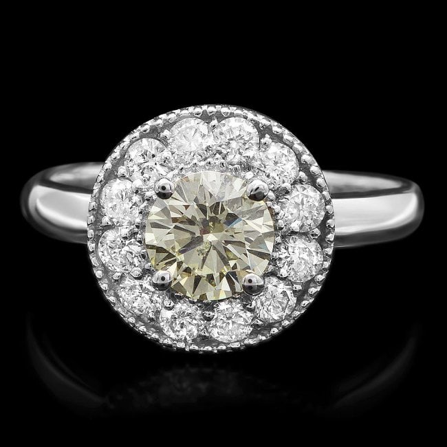 14k White Gold 1.45ct Diamond Ring: Retail: $7,800.00 ****** 14k White Gold 1.45ct Diamond Ring ****** Metal: 14k Solid White Gold / Size: 7 / Total Item Weight: 4 grams / Country Made: United States / / Main Stone: Diamond / Color: Yel