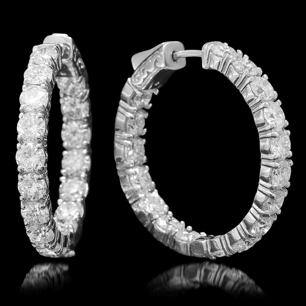 14K Gold 6.98ct Diamond Earrings: Retail: $28,590.00 ****** 14K Gold 6.98ct Diamond Earrings ****** Metal: 14K Solid Gold / Total Item Weight: 11.2 grams / Country Made: United States / / Main Stone: Diamond / Carat Total Weight: 6.98
