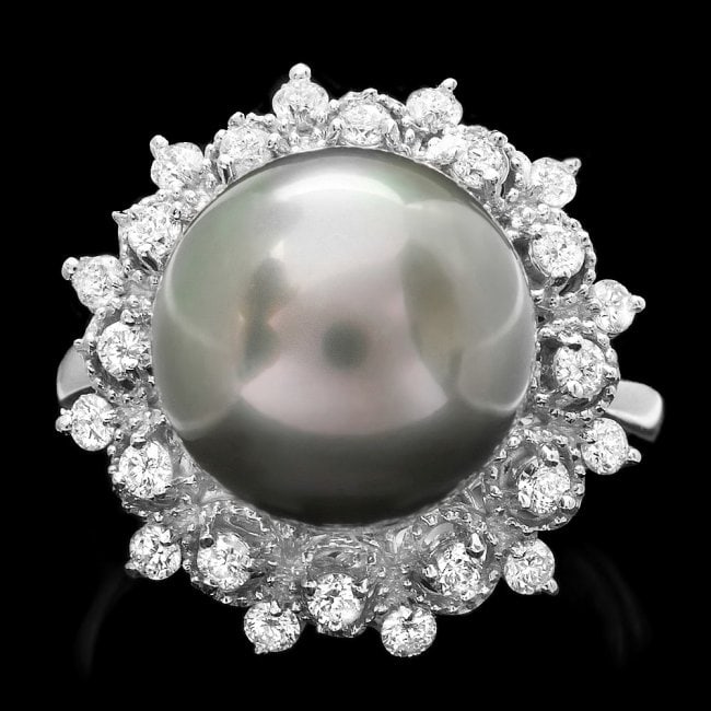 14k Gold 12 X 12mm Pearl 0.60ct Diamond Ring: Retail: $6,500.00 ****** 14k Gold 12 X 12mm Pearl 0.60ct Diamond Ring ****** Metal: 14k Solid White Gold / Size: 7.25 / Total Item Weight: 7.5 grams / Country Made: United States / / Main Stone: Pearl