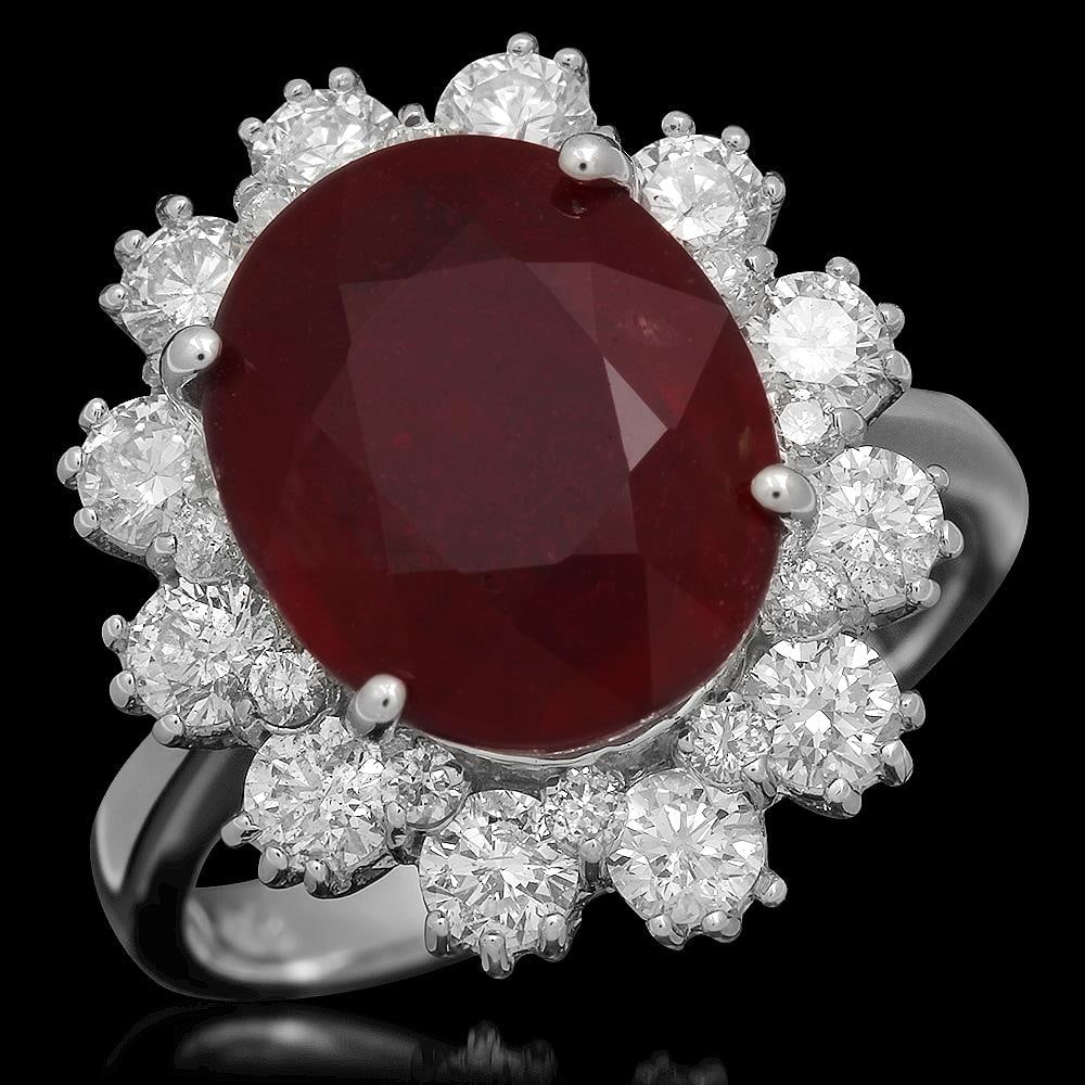 14K Gold 6.20ct Ruby 1.46ct Diamond Ring: Retail: $7,075.00 ****** 14K Gold 6.20ct Ruby 1.46ct Diamond Ring ****** Metal: 14K Solid Gold / Total Item Weight: 6.0 grams / Country Made: United States / / Main Stone: Ruby / Color: Red / Carat To