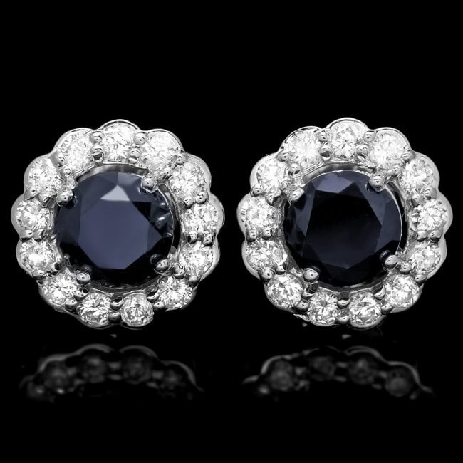 14k White Gold 5.8ct Diamond Earrings: Retail: $7,800.00 ****** 14k White Gold 5.8ct Diamond Earrings ****** Metal: 14k Solid White Gold / Total Item Weight: 5.5 grams / Country Made: United States / / Main Stone: Diamond / Color: Black / 