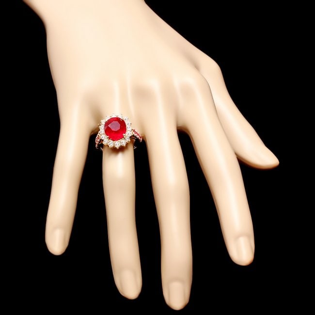 14k White Gold 6.75ct Ruby 0.80ct Diamond Ring - 4