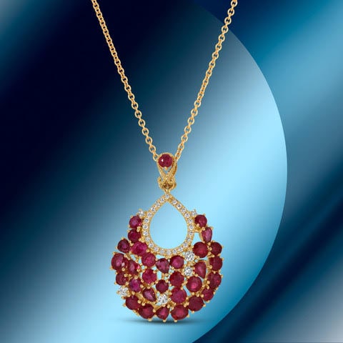 14K Gold 6.44cts Ruby & 0.43cts Diamond Pendant