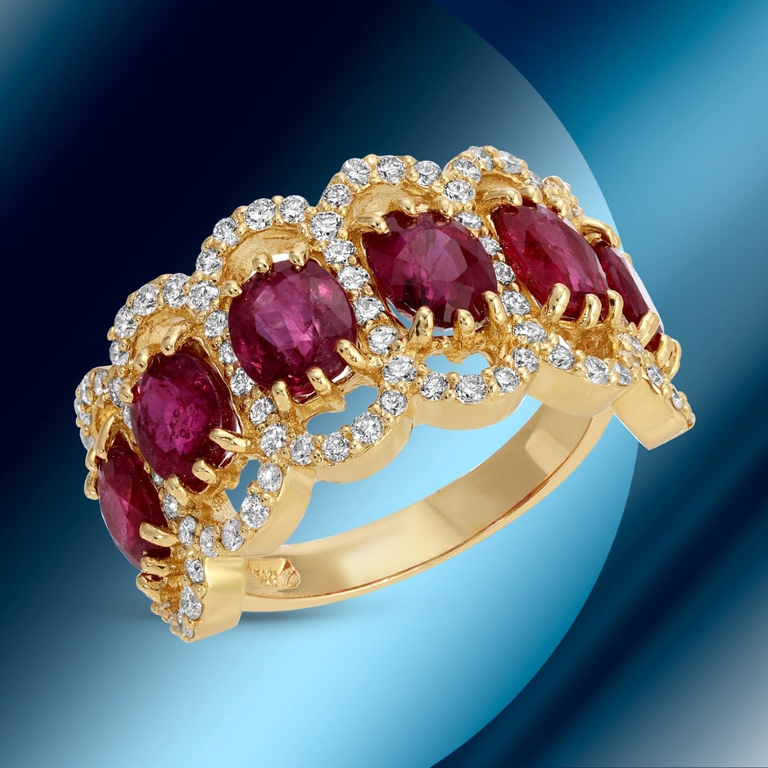 14K Gold 4.41cts Ruby & 0.80cts Diamond Ring