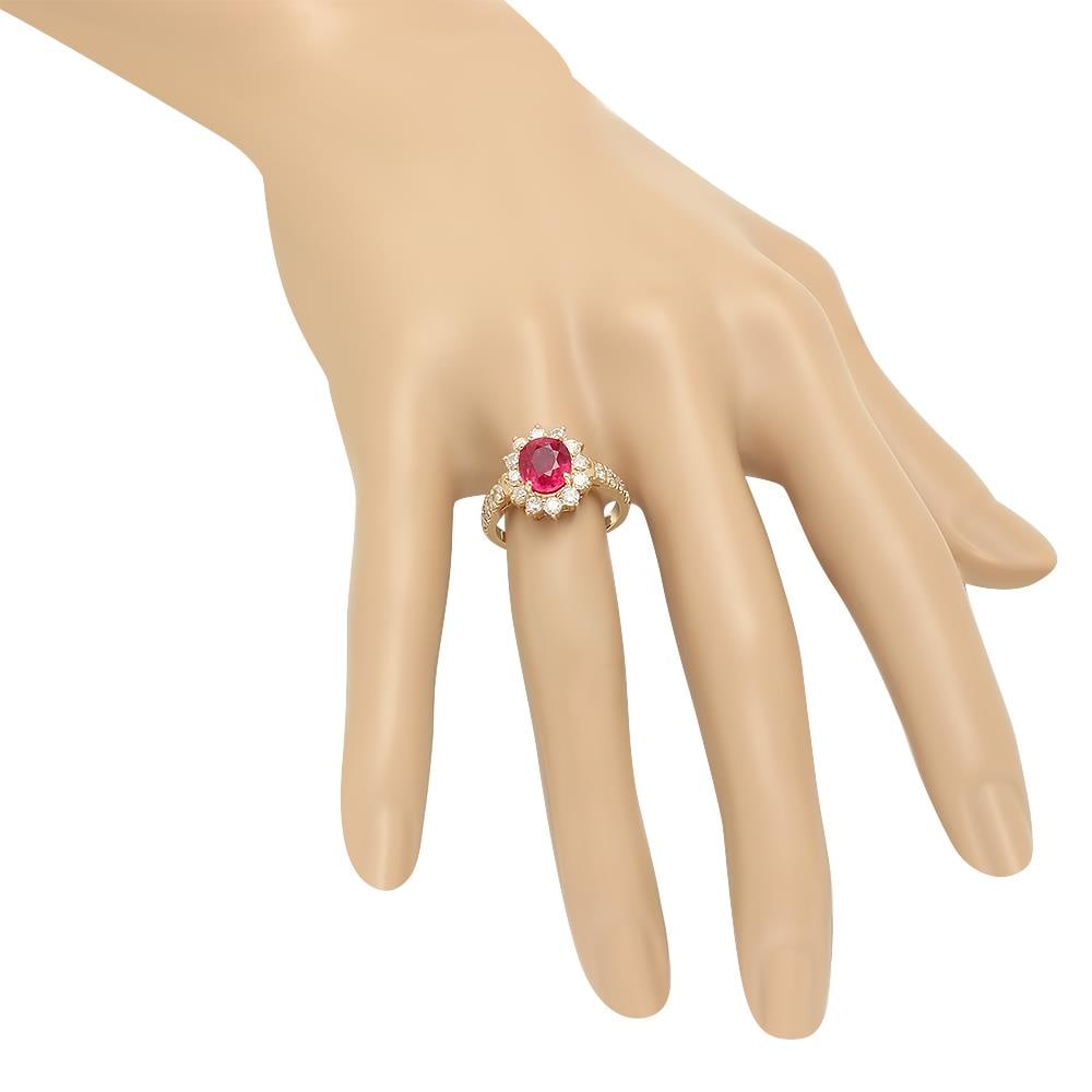 14K Gold 2.37ct Ruby 1.12cts Diamond Ring - 3
