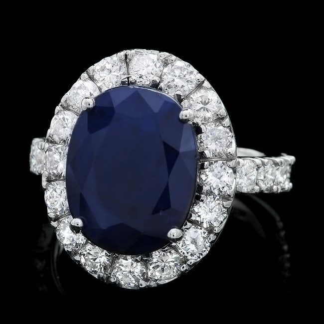 14k Gold 8.00ct Sapphire 2.00ct Diamond Ring: Retail: $8,950.00 ****** 14k Gold 8.00ct Sapphire 2.00ct Diamond Ring ****** Metal: 14k Solid White Gold / Size: 7.25 / Total Item Weight: 7.5 grams / Country Made: United States / / Main Stone: Sapph