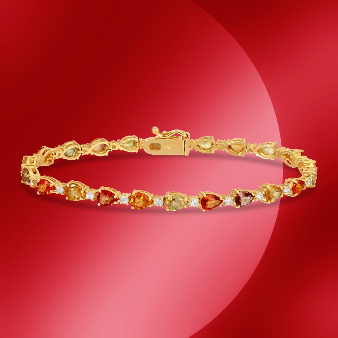 14K Gold 8.12cts Sapphire & 0.57 Diamond Bracelet: Retail: $17,920*****14K Gold Sapphire & Diamond Bracelet*****Metal: 14K Yellow Gold/ Total Wt.: 10.0g / Country Made US// Main Stone: Sapphire / Carat Total Wt.: 8.12cts / Treatment: none / Color: Var