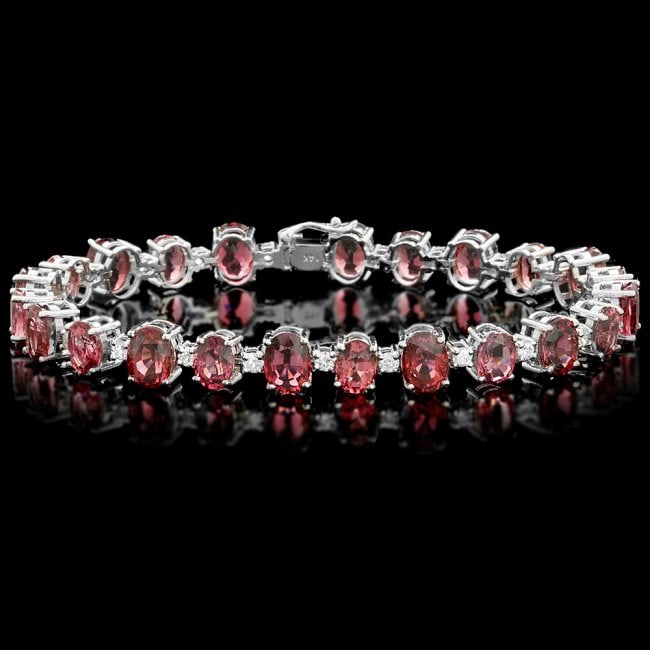 14k 28.00ct Tourmaline 1.70ct Diamond Bracelet: Retail: $14,800.00 ****** 14k 28.00ct Tourmaline 1.70ct Diamond Bracelet ****** Metal: 14k Solid White Gold / Size: 7.75 / Total Item Weight: 22 grams / Country Made: United States / / Main Stone: Tou
