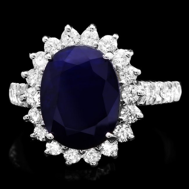 14k Gold 5.00ct Sapphire 1.00ct Diamond Ring: Retail: $6,500.00 ****** 14k Gold 5.00ct Sapphire 1.00ct Diamond Ring ****** Metal: 14k Solid White Gold / Size: 7.25 / Total Item Weight: 5.5 grams / Country Made: United States / / Main Stone: Sapph