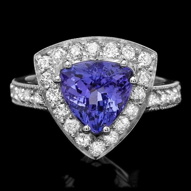 14k Gold 2.70ct Tanzanite 1.10ct Diamond Ring: Retail: $8,500.00 ****** 14k Gold 2.70ct Tanzanite 1.10ct Diamond Ring ****** Metal: 14k Solid White Gold / Size: 7 / Total Item Weight: 5.3 grams / Country Made: United States / / Main Stone: Tanzani