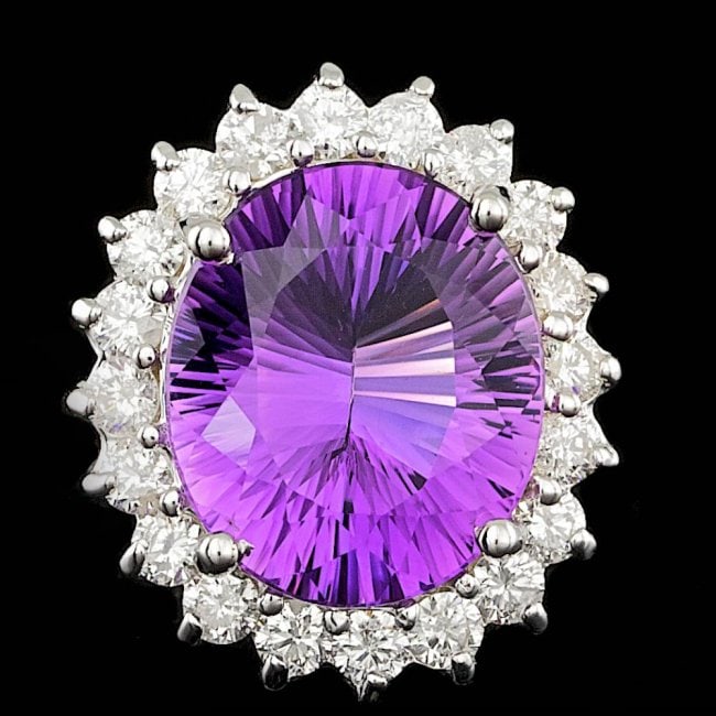 14k Gold 5.00ct Amethyst 1.00ct Diamond Ring: Retail: $8,400.00 ****** 14k Gold 5.00ct Amethyst 1.00ct Diamond Ring ****** Metal: 14k Solid White Gold / Size: 7 / Total Item Weight: 5.8 grams / Country Made: United States / / Main Stone: Amethyst