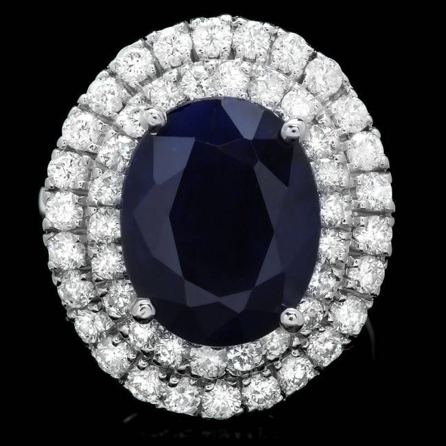 14k Gold 7.00ct Sapphire 1.75ct Diamond Ring: Retail: $14,900.00 ****** 14k Gold 7.00ct Sapphire 1.75ct Diamond Ring ****** Metal: 14k Solid White Gold / Size: 7 / Total Item Weight: 8.0 grams / Country Made: United States / / Main Stone: Sapphir
