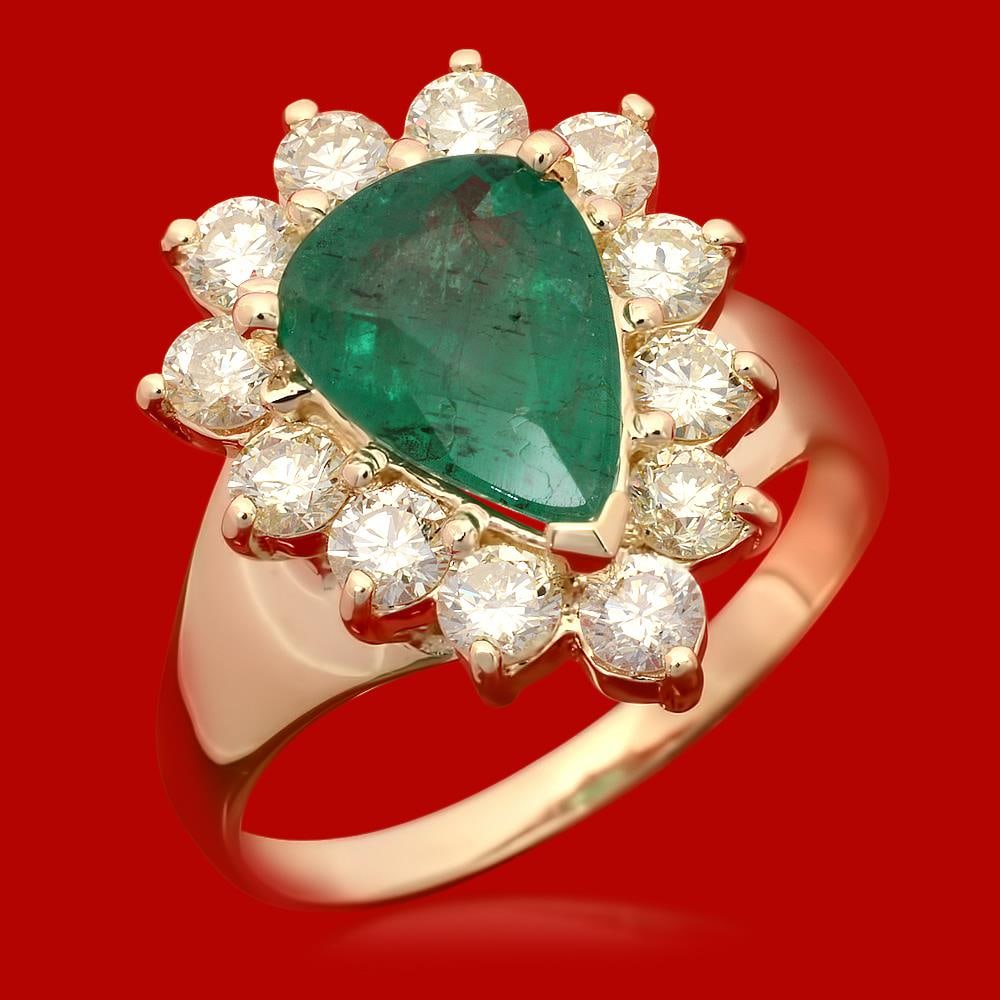 14k Gold 1.91ct Emerald 1.20ct Diamond Ring: Retail: $7,100.00 ****** 14k Gold 1.91ct Emerald 1.20ct Diamond Ring ****** Metal: 14k Solid Yellow Gold / Size: 7 / Total Item Weight: 44.0 grams / / Main Stone: Emerald / Color: Green / Carat Total 