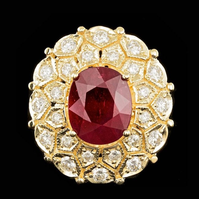 14k Yellow Gold 9.00ct Ruby 1.65ct Diamond Ring: Retail: $8,400.00 ****** 14k Yellow Gold 9.00ct Ruby 1.65ct Diamond Ring ****** Metal: 14k Solid Yellow Gold / Size: 7.25 / Total Item Weight: 13.5 grams / Country Made: United States / / Main Stone: 