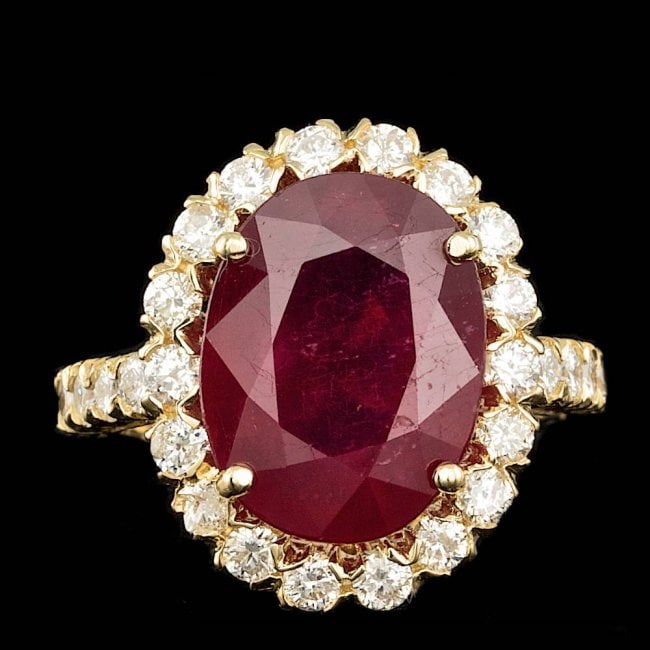 14k Yellow Gold 9.00ct Ruby 1.50ct Diamond Ring: Retail: $12,600.00 ****** 14k Yellow Gold 9.00ct Ruby 1.50ct Diamond Ring ****** Metal: 14k Solid Yellow Gold / Size: 7 / Total Item Weight: 7.3 grams / Country Made: United States / / Main Stone: Rub