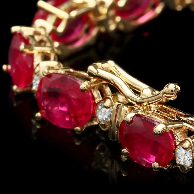 14k Gold 19.00ct Ruby 0.80ct Diamond Bracelet - 3