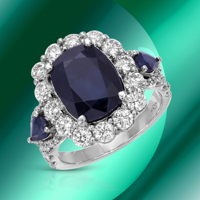 14k Gold 4.99ct Sapphire 1.80ct Diamond Ring