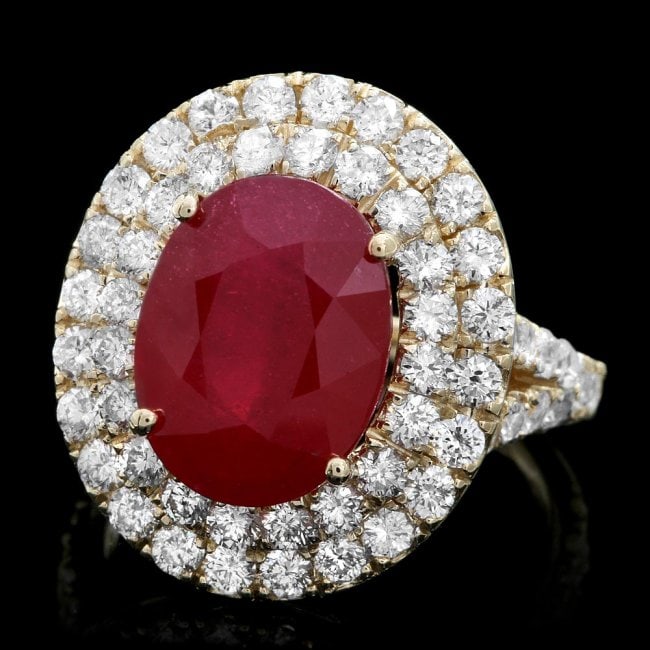 14k Yellow Gold 7.50ct Ruby 2.40ct Diamond Ring: Retail: $9,100.00 ****** 14k Yellow Gold 7.50ct Ruby 2.40ct Diamond Ring ****** Metal: 14k Solid Yellow Gold / Size: 7.25 / Total Item Weight: 8.0 grams / Country Made: United States / / Main Stone: R