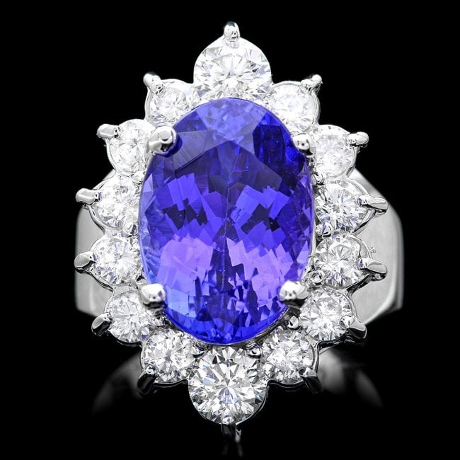 14k Gold 8.50ct Tanzanite 2.00ct Diamond Ring: Retail: $36,850.00 ****** 14k Gold 8.50ct Tanzanite 2.00ct Diamond Ring ****** Metal: 14k Solid White Gold / Size: 7.5 / Total Item Weight: 12.0 grams / Country Made: United States / / Main Stone: Tan