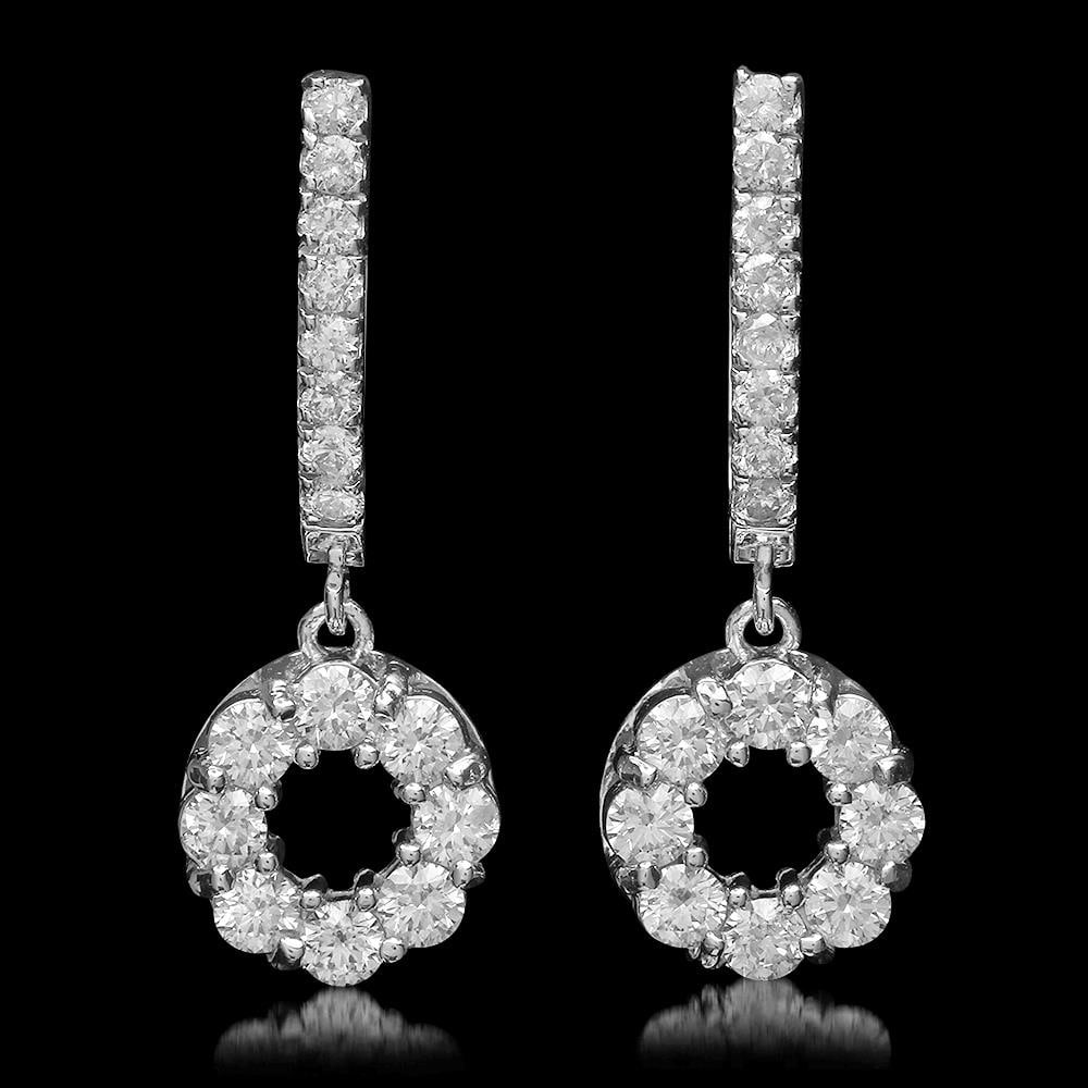 14K Gold 1.78ct Diamond Earrings: Retail: $6,733.00 ****** 14K Gold 1.78ct Diamond Earrings ****** Metal: 14K Solid Gold / Total Item Weight: 6.0 grams / Country Made: United States / / Main Stone: Diamond / Carat Total Weight: 1.78 /