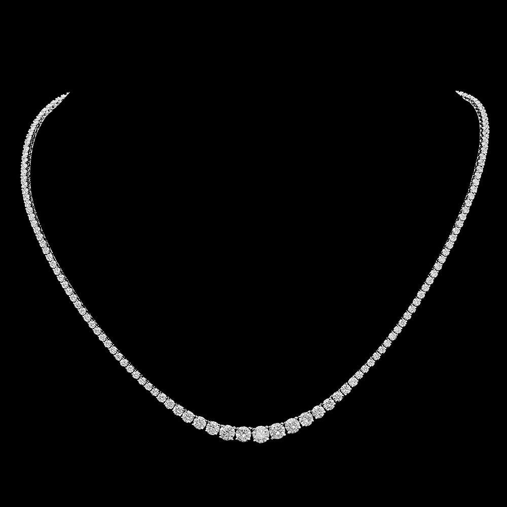 18K Gold 7.57ct Diamond Necklace: Retail: $31,866.00 ****** 18K Gold Diamond Necklace ****** Metal: 18K Solid White Gold / Total Item Weight: 16.8 grams / Country Made: United States / / Main Stone: Diamond / Carat Total Weight: 7.57 