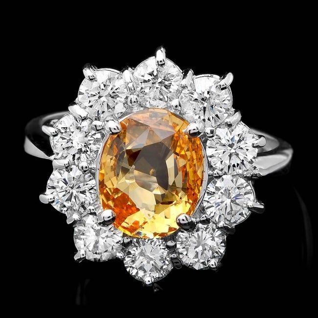 14k Gold 2.85ct Sapphire 1.70ct Diamond Ring: Retail: $9,700.00 ****** 14k Gold 2.85ct Sapphire 1.70ct Diamond Ring ****** Metal: 14k Solid White Gold / Size: 7.5 / Total Item Weight: 5 grams / Country Made: United States / / Main Stone: Sapphire