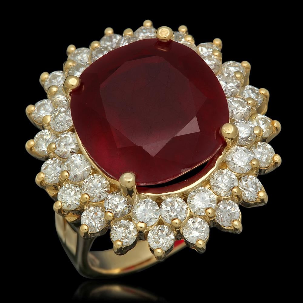 14K Gold 14.38ct Ruby 2.38ct Diamond Ring: Retail: $12,335.00 ****** 14K Gold 14.38ct Ruby 2.38ct Diamond Ring ****** Metal: 14K Solid Gold / Total Item Weight: 11.4 grams / Country Made: United States / / Main Stone: Ruby / Color: Red / Carat