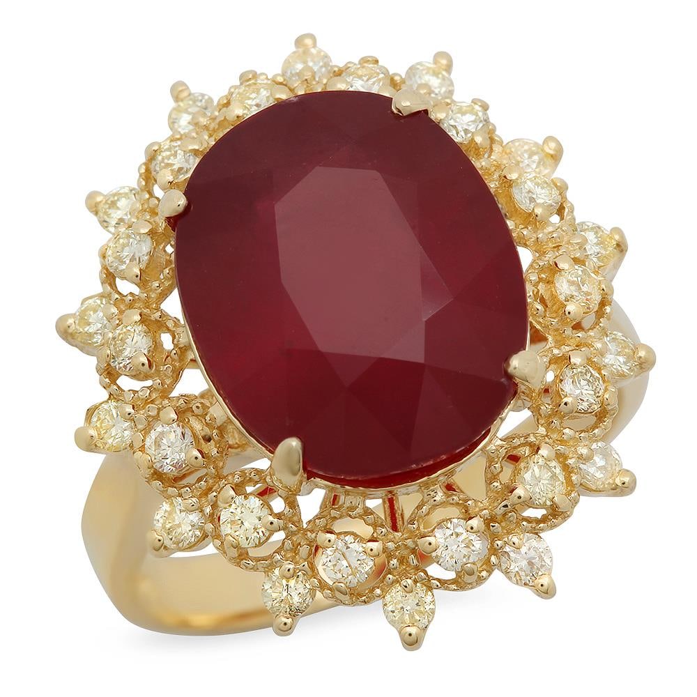14K Gold 8.61ct Ruby 0.55ct Diamond Ring: Retail: $5,700.00 ****** 14K Gold 8.61ct Ruby 0.55ct Diamond Ring ****** Metal: 14K Solid Gold / Total Item Weight: 6.4 grams / Country Made: United States / / Main Stone: Ruby / Color: Red / Carat To