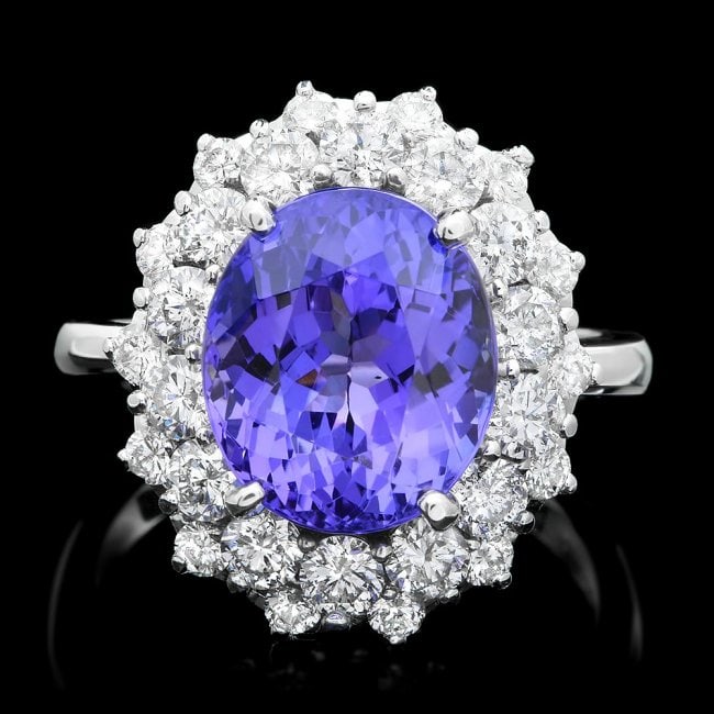 14k Gold 6.00ct Tanzanite 1.70ct Diamond Ring: Retail: $26,450.00 ****** 14k Gold 6.00ct Tanzanite 1.70ct Diamond Ring ****** Metal: 14k Solid White Gold / Size: 7.25 / Total Item Weight: 7.0 grams / Country Made: United States / / Main Stone: Tan