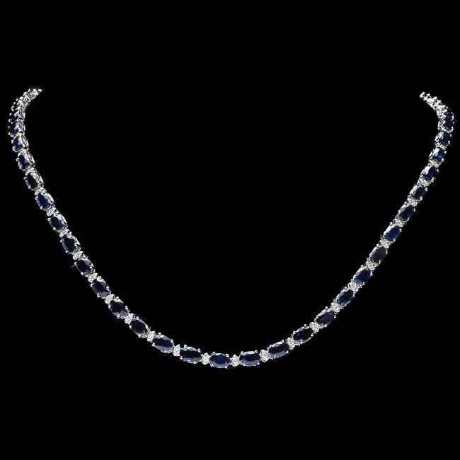 14k Gold 26.50ct Sapphire 1ct Diamond Necklace: Retail: $21,980.00 ****** 14k Gold 26.50ct Sapphire 1ct Diamond Necklace ****** Metal: 14k Solid White Gold / Size: 17.5 / Total Item Weight: 20.5 grams / Country Made: United States / / Main Stone: S