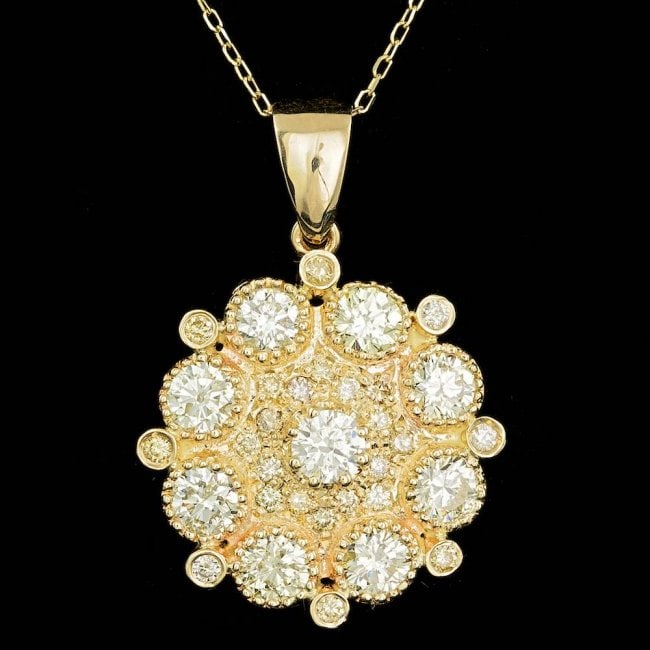 14k Yellow Gold 2.85ct Diamond Pendant: Retail: $13,600.00 ****** 14k Yellow Gold 2.85ct Diamond Pendant ****** Metal: 14k Solid Yellow Gold / Size: 18 / Total Item Weight: 7.5 grams / Country Made: United States / / Main Stone: Diamond / C