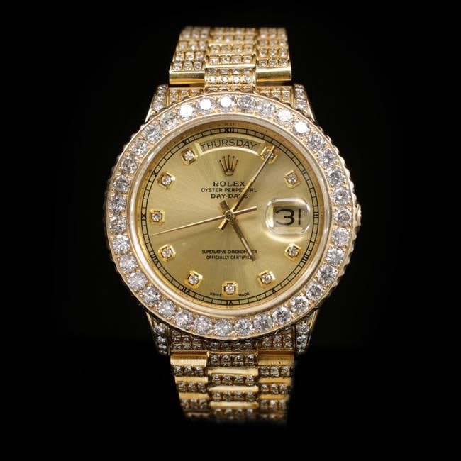 Rolex Day-Date 36mm Yellow Gold Mens Diamond Wristwatch: ****** Rolex Daytona Day-Date 36mm Yellow Gold Fully LoadedMens Wristwatch ****** One Mens, Rolex Daytona 36mm Yellow Gold Fully Loaded Wristwatch electronically tested and polished / Case: 18K Solid 
