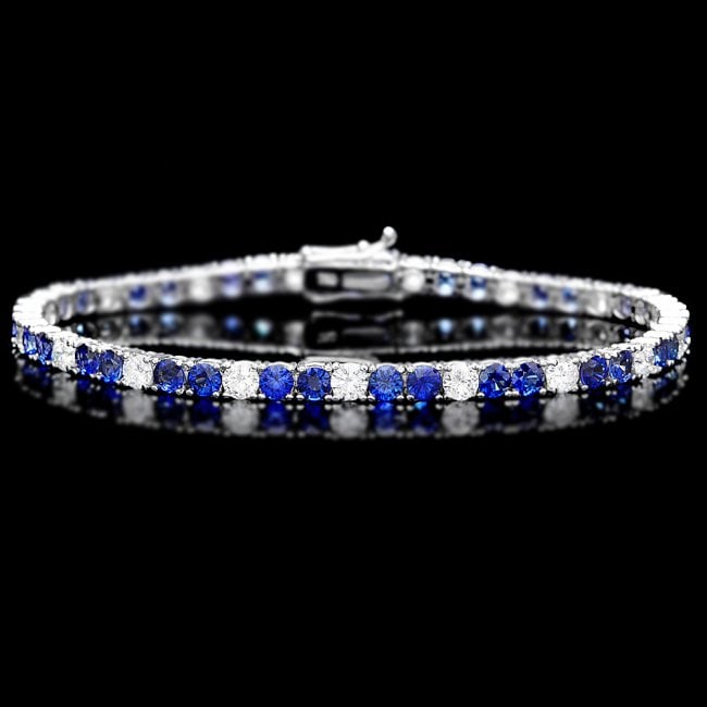 18k Gold 6ct Sapphire 2.70ct Diamond Bracelet: Retail: $18,900.00 ****** 18k Gold 6ct Sapphire 2.70ct Diamond Bracelet ****** Metal: 18k Solid White Gold / Size: 7 / Total Item Weight: 11.5 grams / Country Made: United States / / Main Stone: Sapph