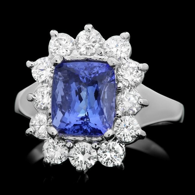 14k Gold 3.00ct Tanzanite 1.10ct Diamond Ring: Retail: $9,200.00 ****** 14k Gold 3.00ct Tanzanite 1.10ct Diamond Ring ****** Metal: 14k Solid White Gold / Size: 7 / Total Item Weight: 5.0 grams / Country Made: United States / / Main Stone: Tanzani